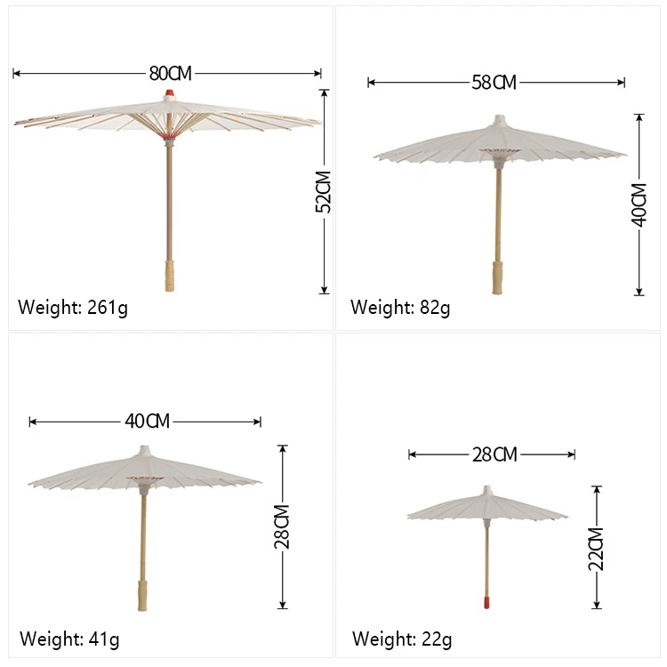 Custom Japanese Chinese Decoration Wood Umbrellas Craft Dance Props Parasols Handmade Silk Oiled Paper Umbrella