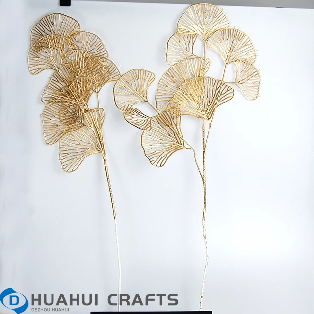 wholesale Artificial Ginkgo Leaf Gold ginkgo biloba Leaf flowers for wedding decoration