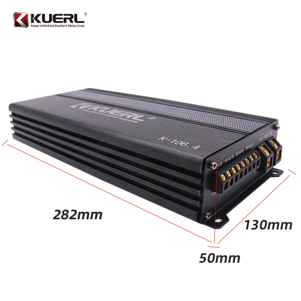 Kuerl professional wholesale 100W*4 high power 12V audio amplifier system class AB 4 channel car power amplifier