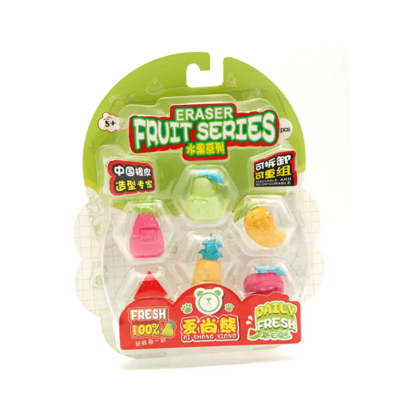 Soododo XDDD902 Promotional Novelty Cartoon Children 3D Fruit Apple Dragon Fruit Pineapple Mango Shape Rubber Colorful Eraser