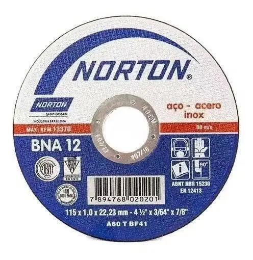 Norton  disco  norton  abrasives  4 .5 de corte 4 12  115mm aluminum para metal  steel cutting disc 115