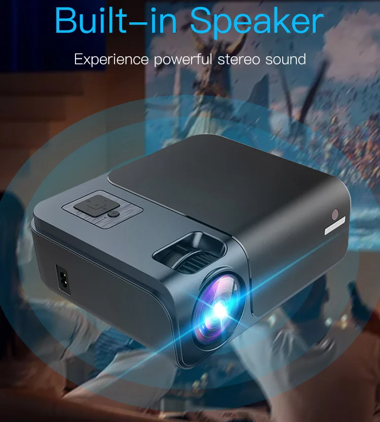 Wireless Native 1920 x 1080P Higher Brightness Android Projector HiFi Stereo Speaker 10000lumens Full HD LED Mini Projector