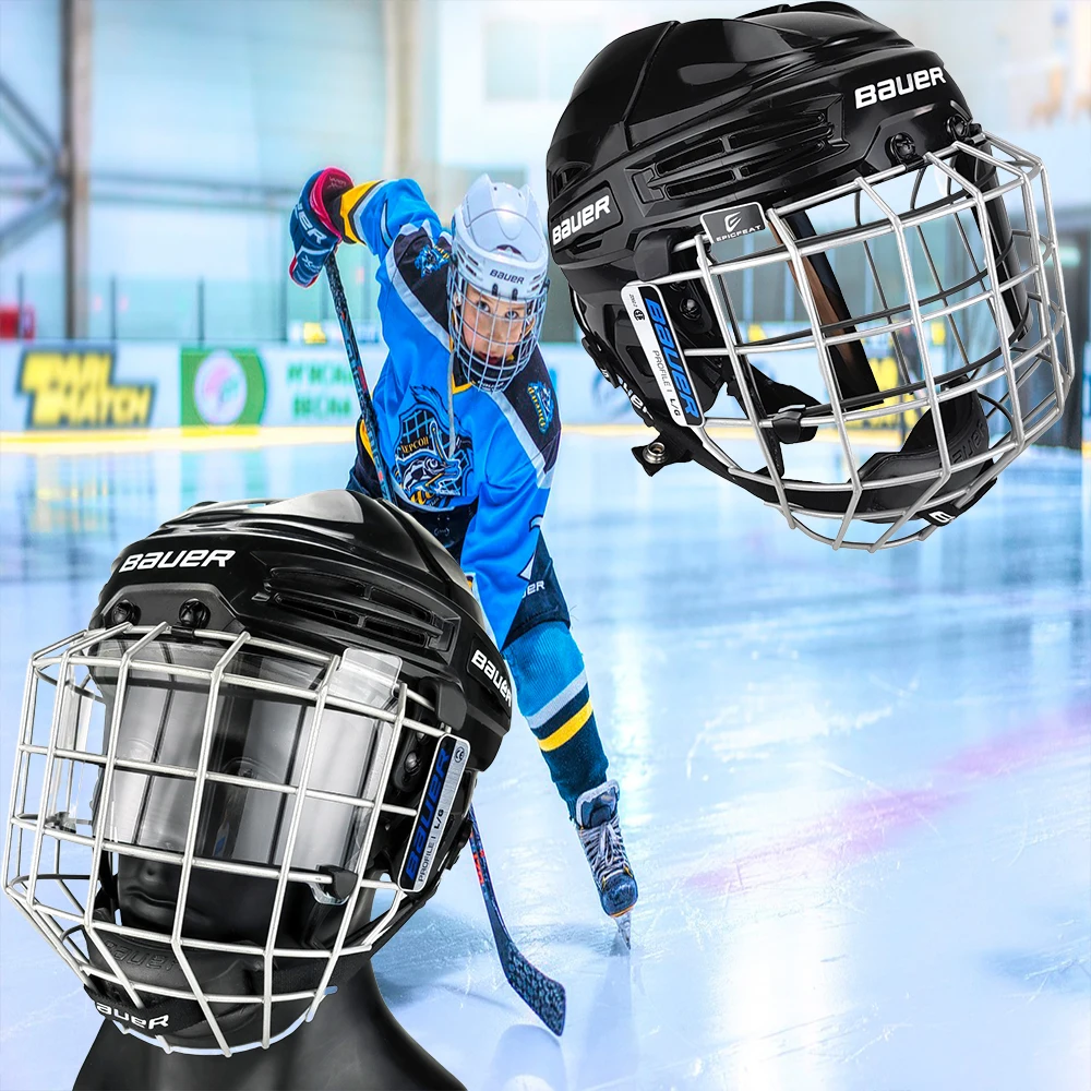 2024 New Model Senior Embedded Full size Hockey Helmet Clear visor  Anti-Fog Anti-Scratch Universal Fit Hockey Helmet