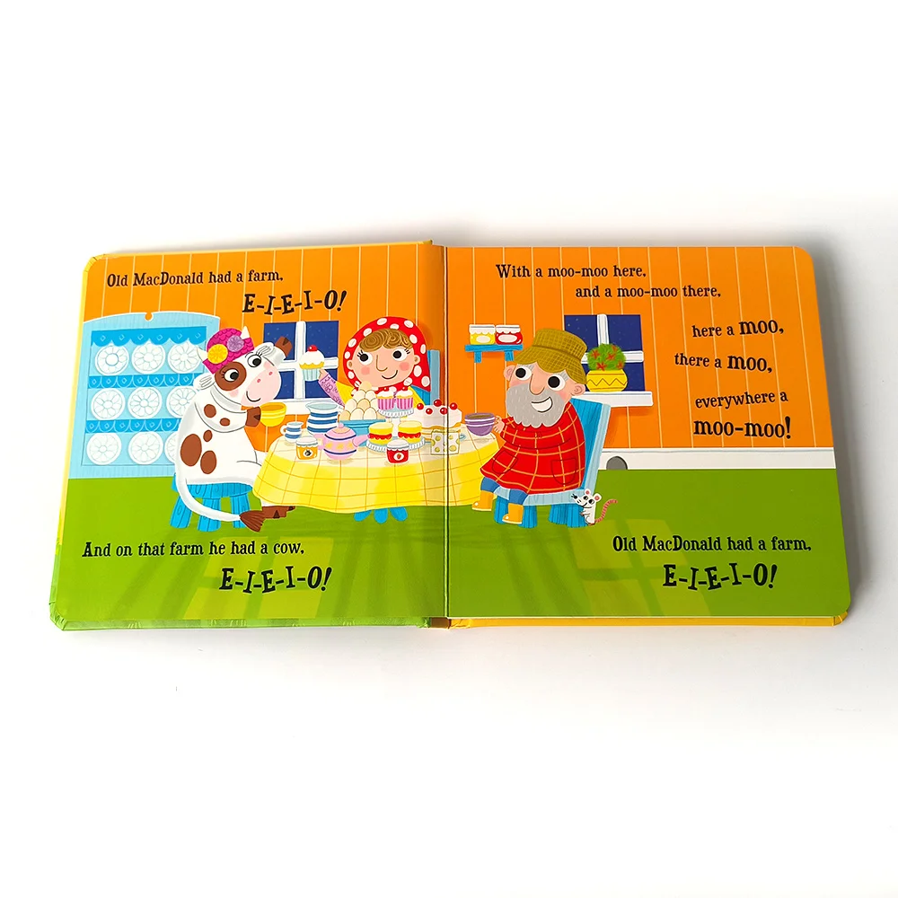 Children book printing soft cover Old macdonald Had a farm board books publish printed kindergarten Education books