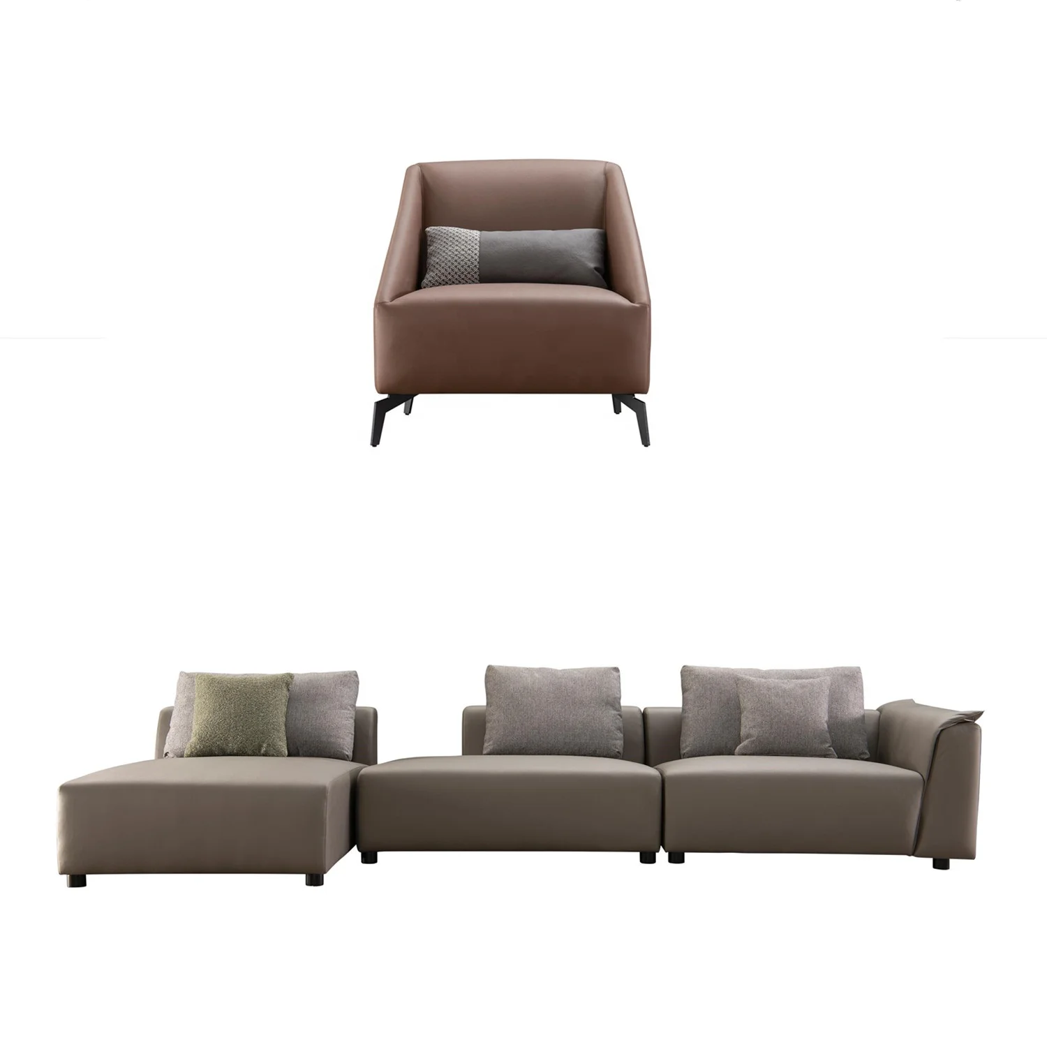 
Direct factory new modern designs American style L shape PU synthetic leather corner chaise sofa set furniture for living room 