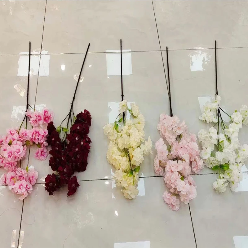 DIY Artificial Tree Flowers Cherry Blossom Branches with leaf for Wedding Decoration