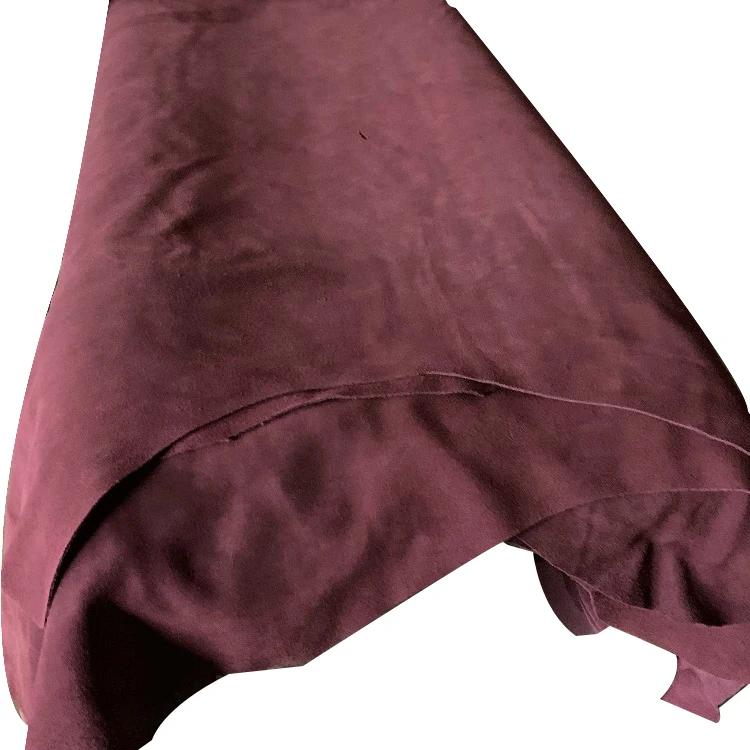 Stock fuchsia color cow split suede leather for flat shoes footwear etc