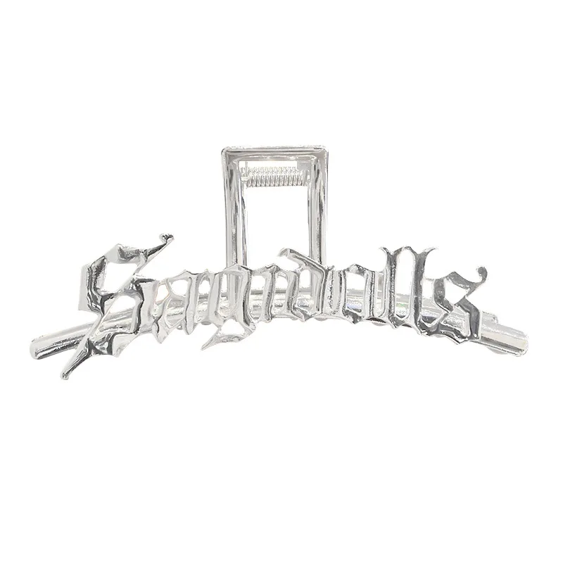 2021 Hot New Version Simple Large Metal Hairpin Girl Shark Teeth Irregular Letter Hair Clip Accessories