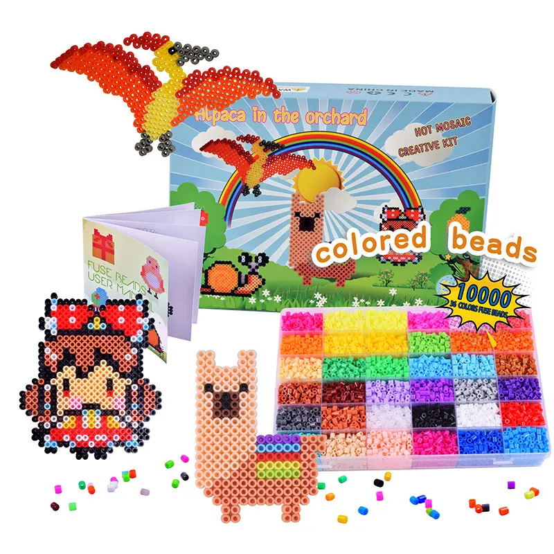 2024 Factory Custom 10000PCS Iron Fuse Hama Beads Non-Toxic Kid Toys DIY Ironing Perler Fuse Beads Kit with Gift Box