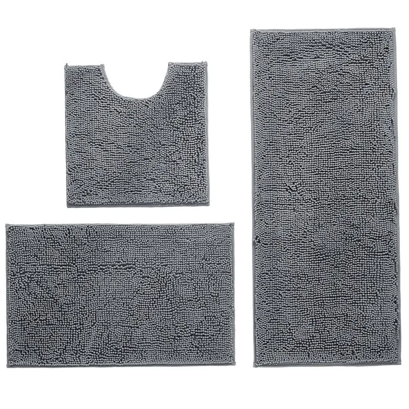 Chenille Floor Mat Bathroom Three-piece Set Absorbent Shag Carpet Bathroom Bathroom Floor Mat