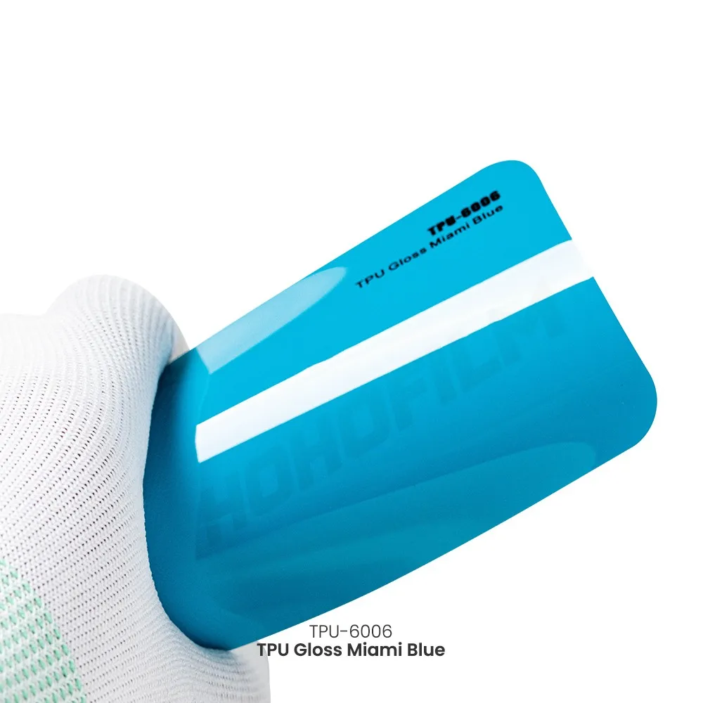 HOHOFILM High Gloss Miami Blue Car Paint Protect Film 1.52x16m Roll PPF Film Super Hydrophobic Color TPU PPF For Tesla Model Y