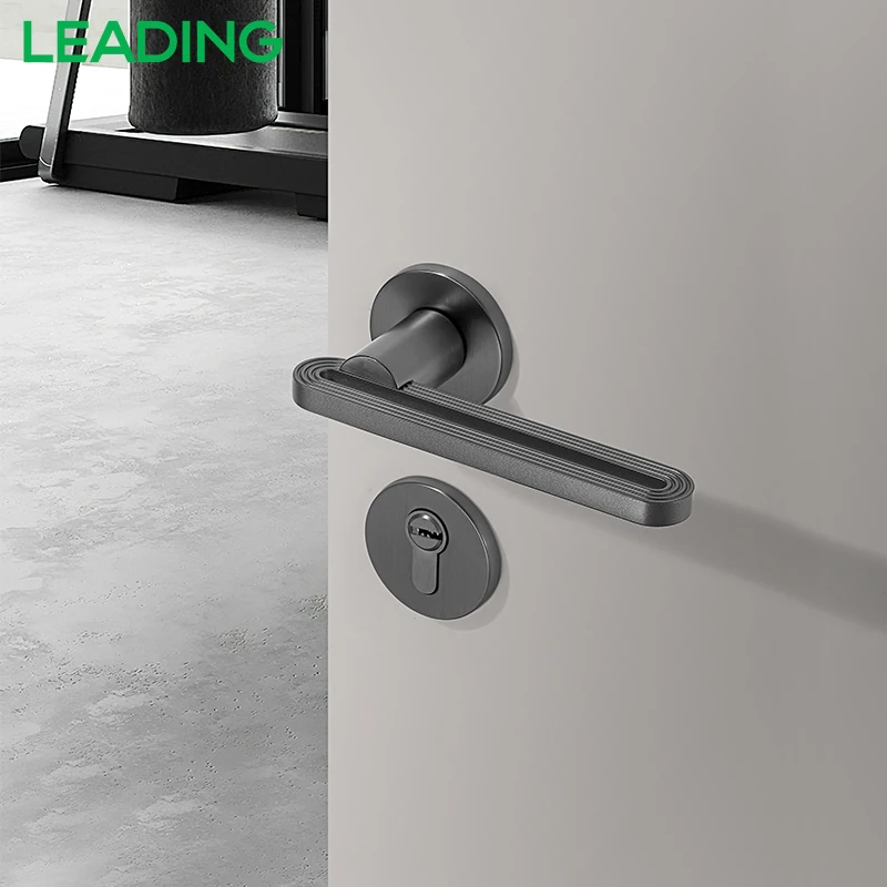 Door Lock Handle For Villa Interior Black Wooden Door Handle Zinc Modern Door Lever Handle Luxury