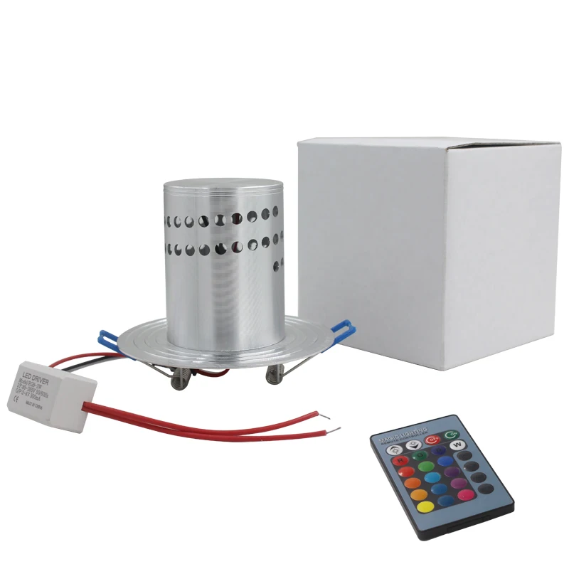 Hagood 3W Embedded LED Ceiling Wall Lamp with remote controller for ceiling RGB wall light with controller