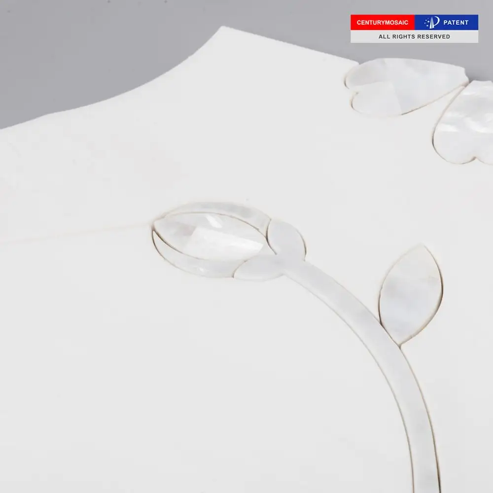 Marble and Pearl Shell Mixed Orchid Water Jet Marble Mosaic Tile