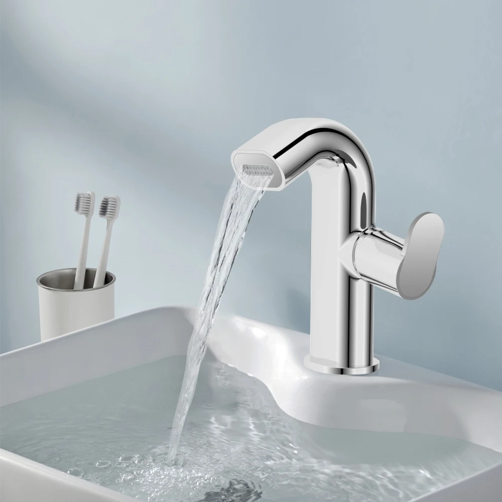 Single Hole Smart Lavatory color cold hot Water Tap Bathroom brass mixer tap single handle wash Basin Faucet
