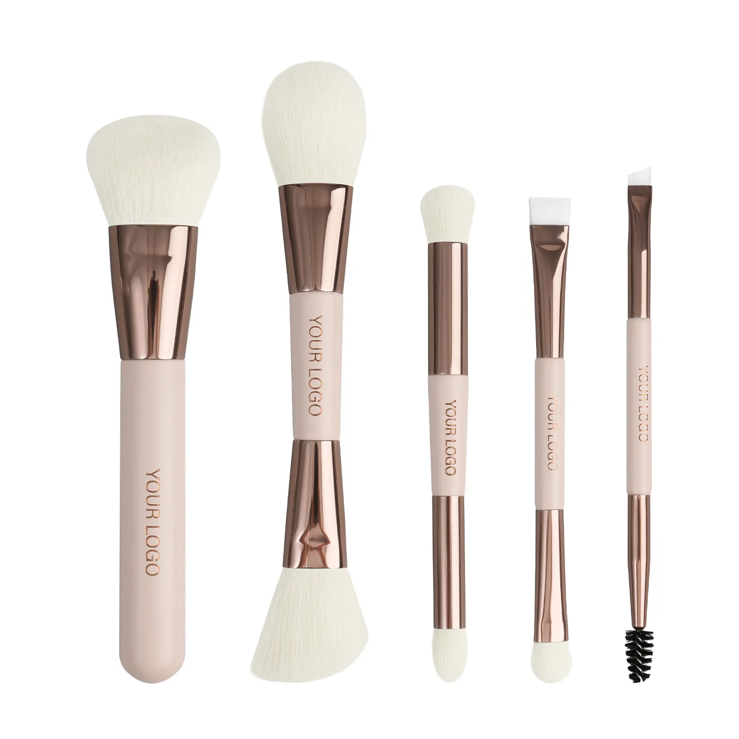Travel pink makeup brush set rose gold aluminum tube face contour foundation brush high quality vegan synthetic hair brushes kit