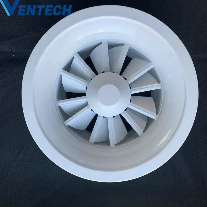 Hvac air conditioner ventilation round ceiling adjustable air diffuser with damper