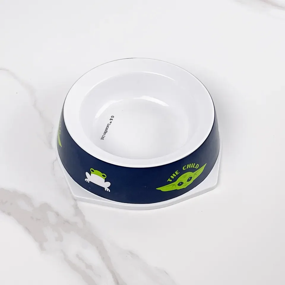 Plastic Melamine Cute Dancing Cat Design Pet Dog Bowl