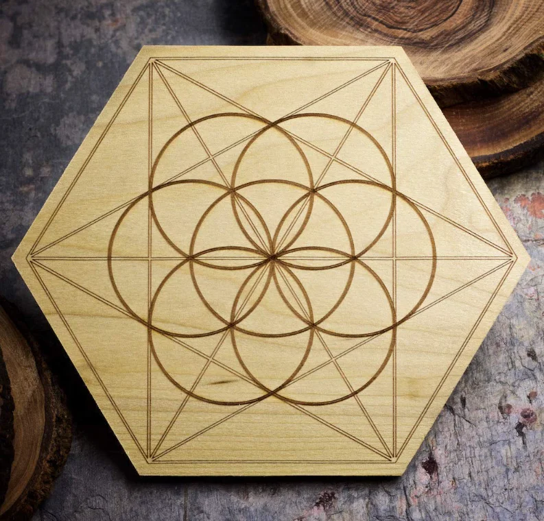 6 inch Seed of Life Mini Grid Board Wooden Mini Sacred Geometry Grid Board