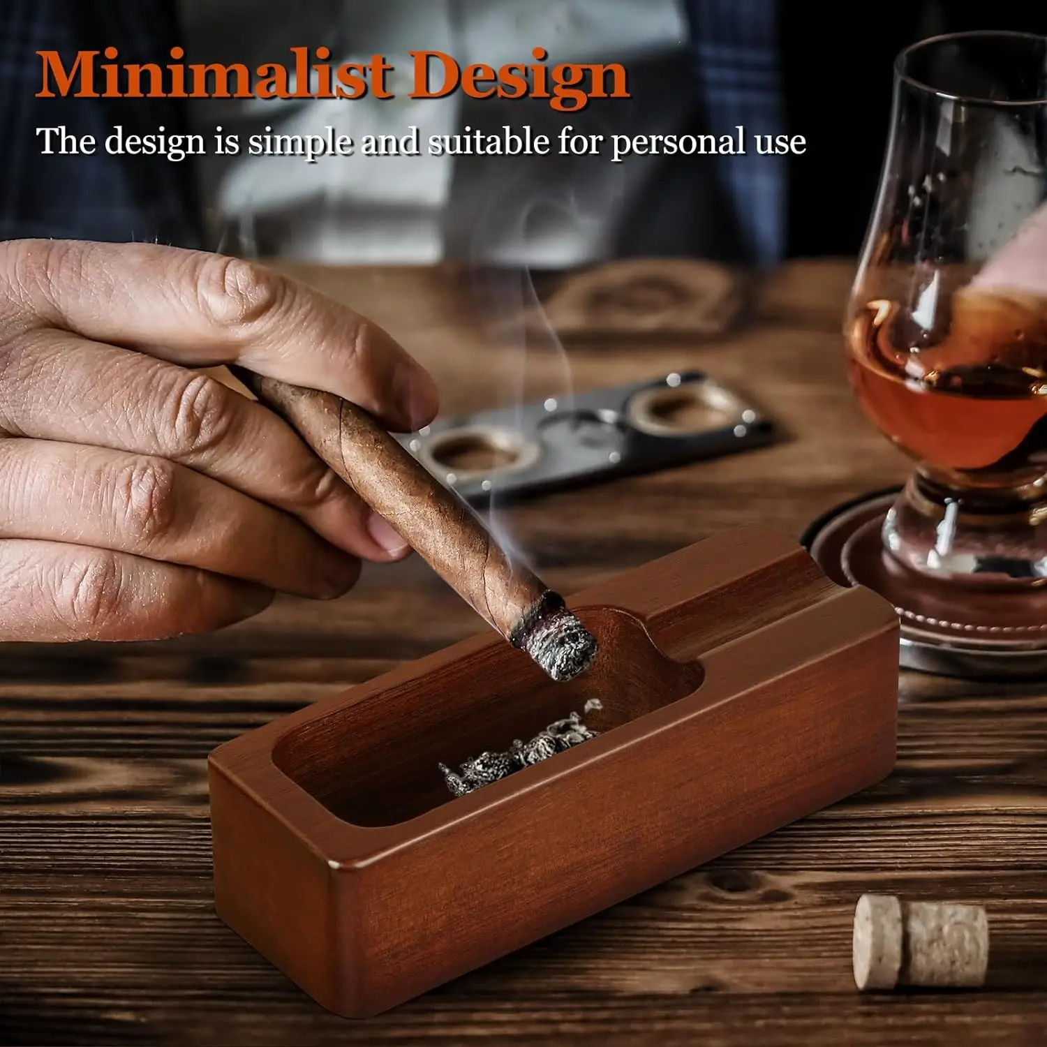 Combohome Modern Design Handmade Wood Cigar Ashtray  Luxury Ashtray For Smoking Accessories