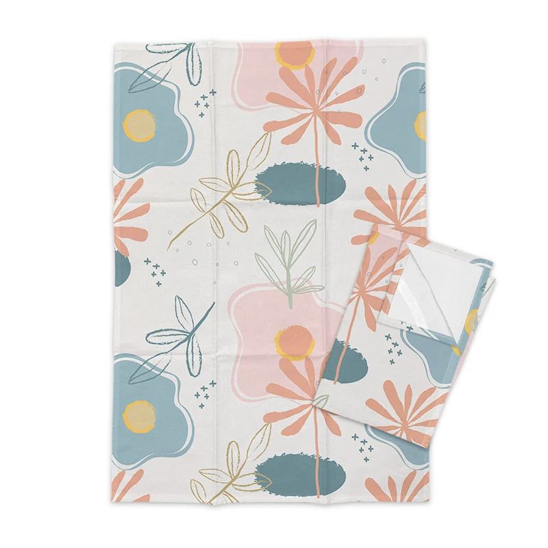 NO MOQ custom digital print organic cotton linen kitchen flour sack tea towel