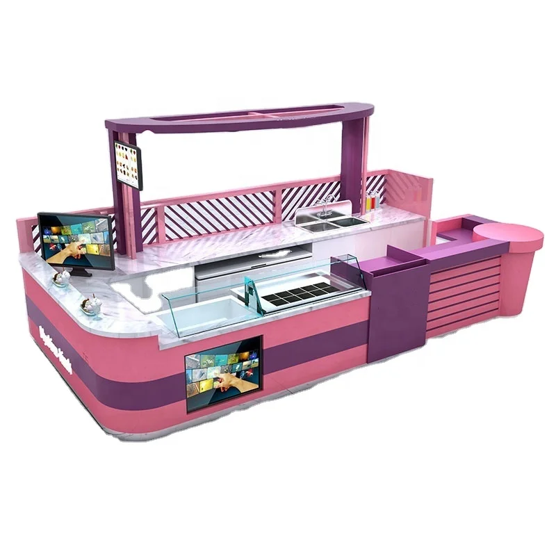 Pioneer Retail Food Kiosk Design Concept Fast Food Ice Cream Display Kiosk In Mall