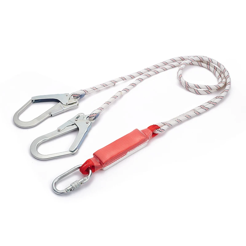 Double hook shock absorber Fall arrest elastic Lanyard for full body harness
