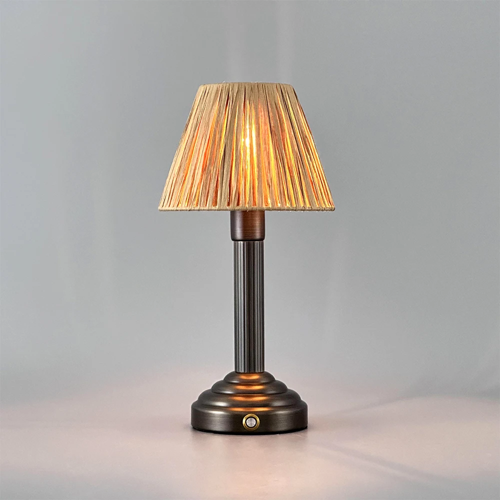 2700K Art Decor Lighting E14 Battery Table Lamp Retro Restaurant Desk Mood Lamp Rechargeable Bedroom Fabric Table Lamp