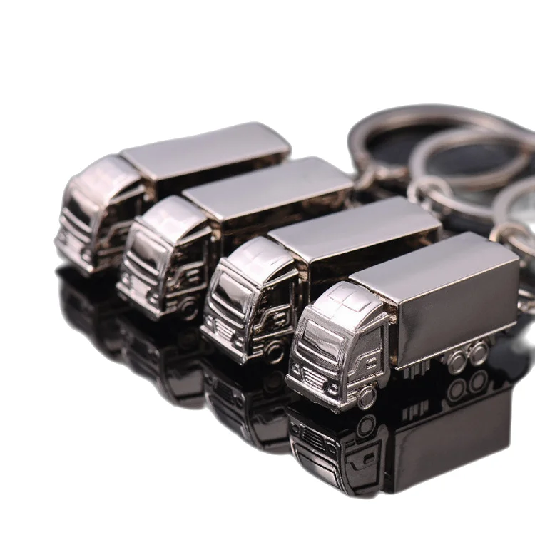Custom logo 3D Semi Trailer Truck Model Keychain Pendant Car Key Ring For Drivers Gift Car Truck Metal Key Chain