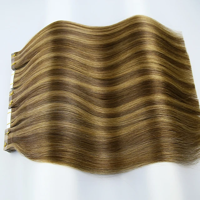 virgin hair Double Drawn Cuticle Aligned Remy Russian Ombre tape in hair extensions 100human hair