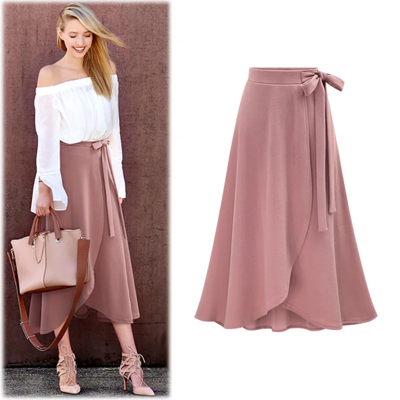 Pretty Large Skirt Long Wrap Skirt Sexy Dinner Dress Clothes Cheap Casual Fat Women Career Dresses Plus Size Elegant Skirt