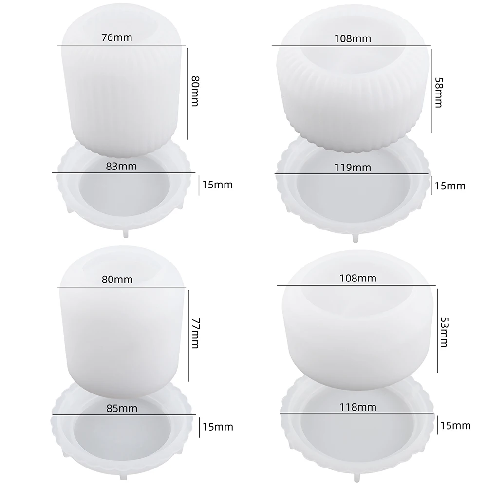 Силиконовые формы для бетонных свечей с крышкой