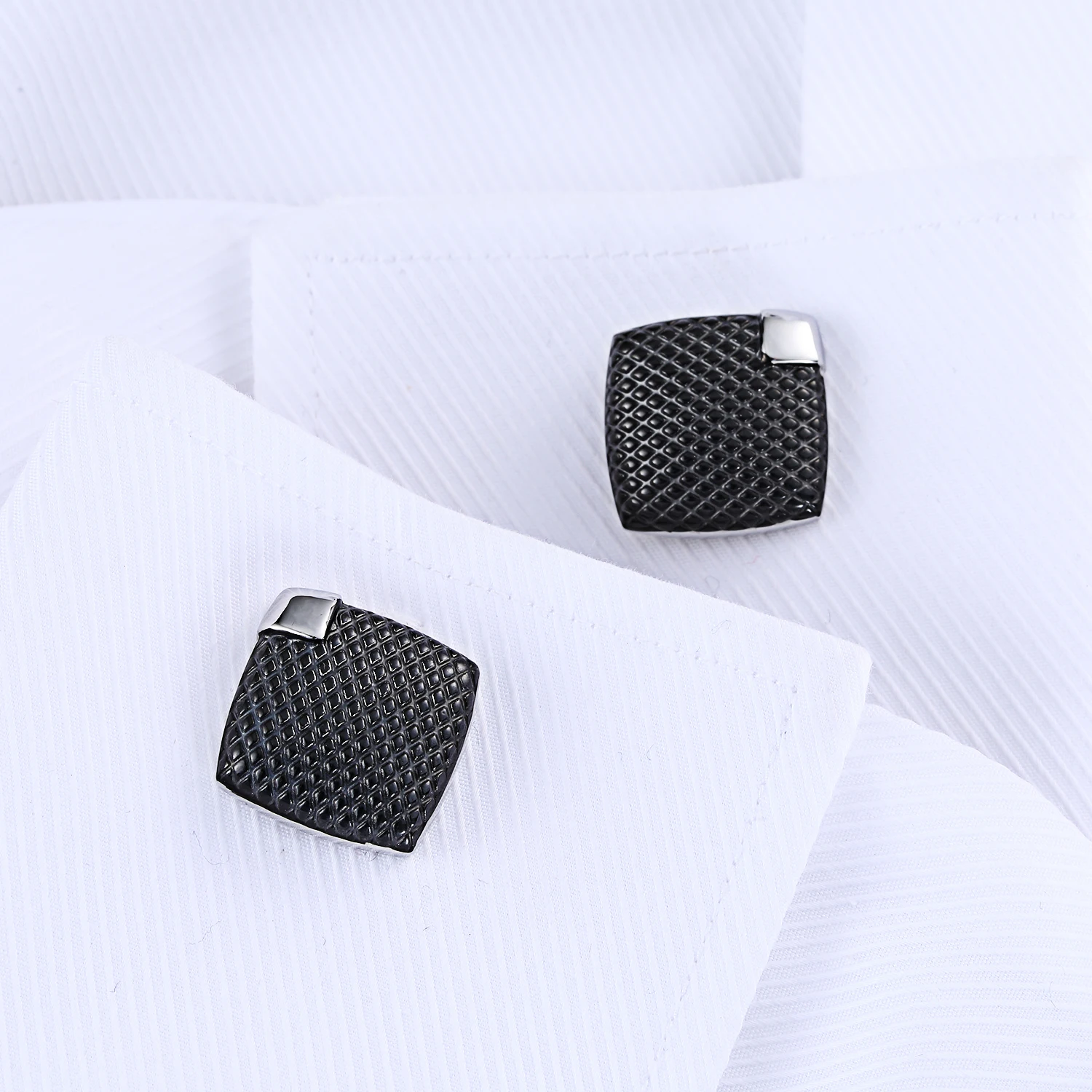 Factory Stock Wholesale And Retail Custom Stainless Steel Cufflinks Silver Black Color Plain Wedding Cufflinks Manufacturer
