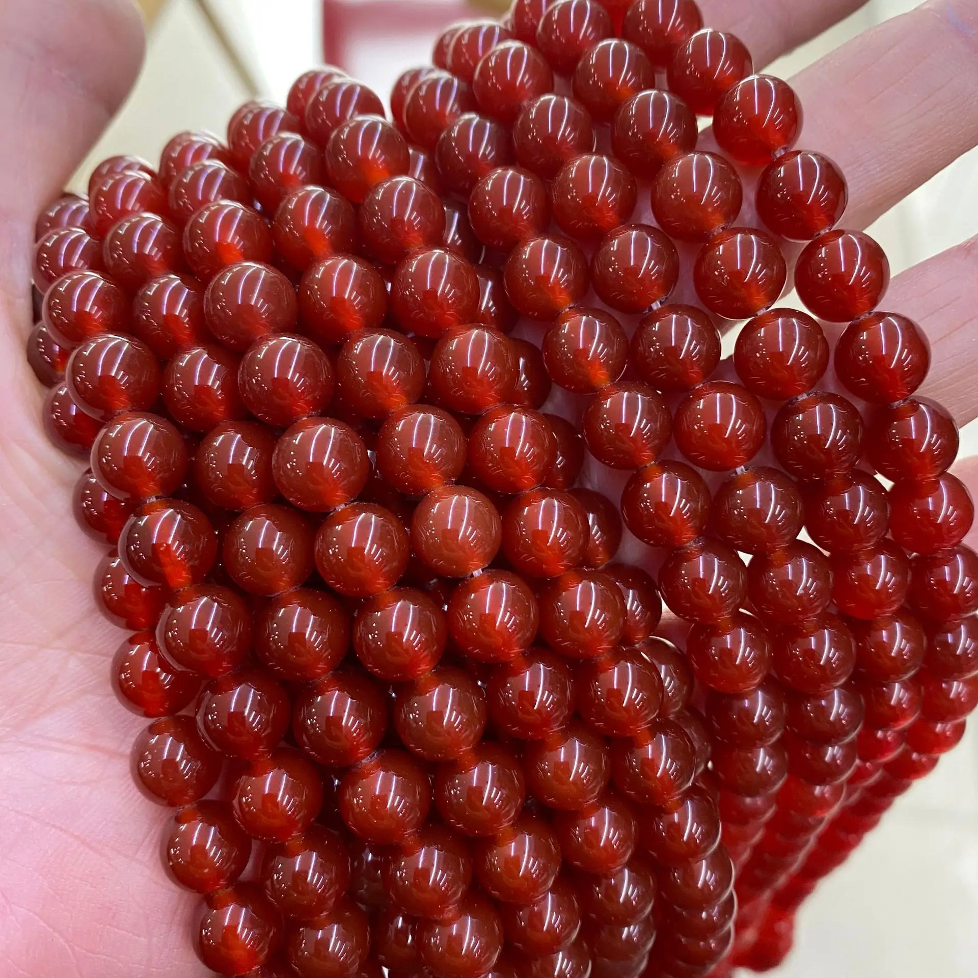 Bestone Factory Hot Sale 8mm Natural Precious Stone Beads Popular Red Agate Loose Beads For Jewelry Making