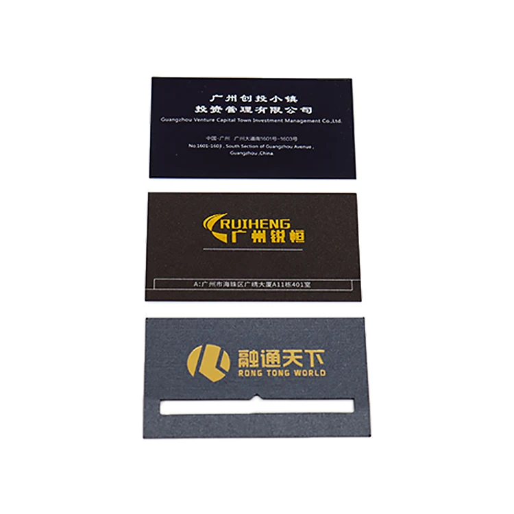 W181 Private Custom High Quality Luxury Black Gold Foil Embossed Business Card Printing with Golden Border Edge