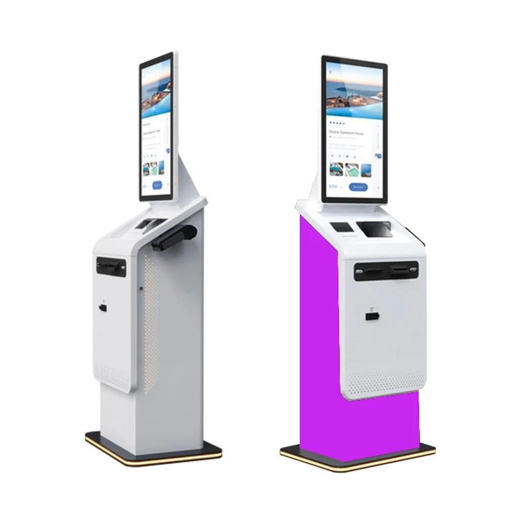 Crtly 32in atm machine self service hotel check in touch screen kiosk with credit card reader cash ticket printer payment kiosk