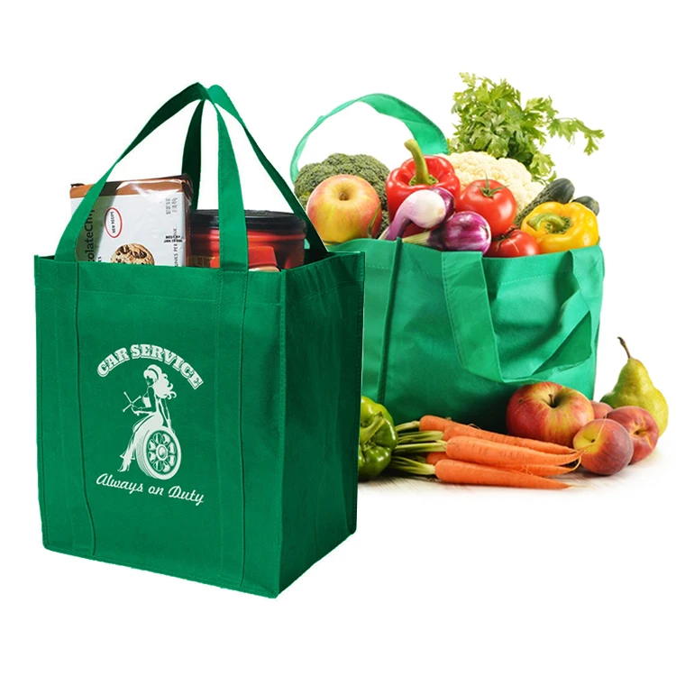 Custom printed eco friendly recycle pp fabric non woven wine shopping carry reusable grocery tote bags with