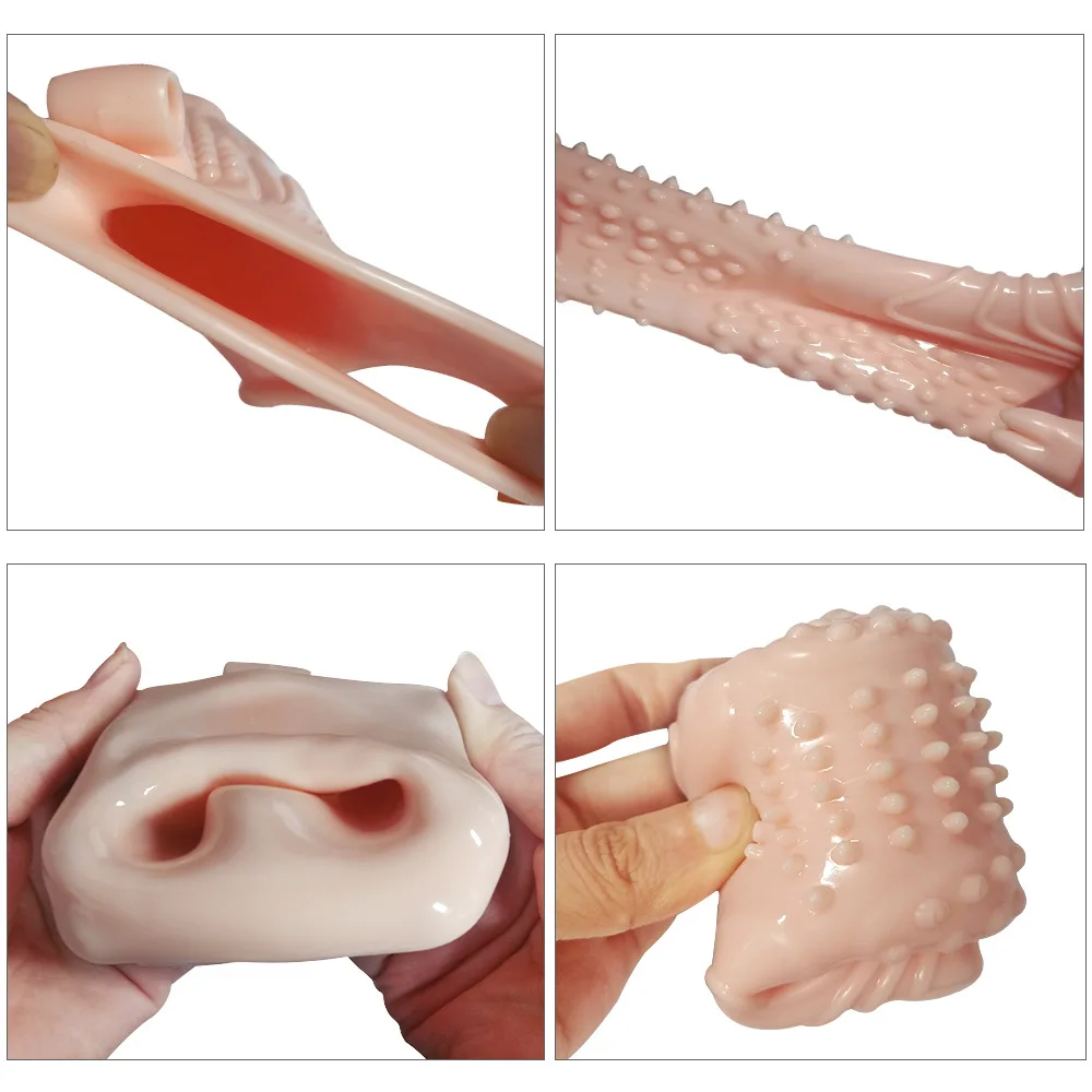 Reusable Penis Sleeve with Vibrator Penis Ring 7.5 Inch Cock Ring Extender Soft Dick Enlarger for Men