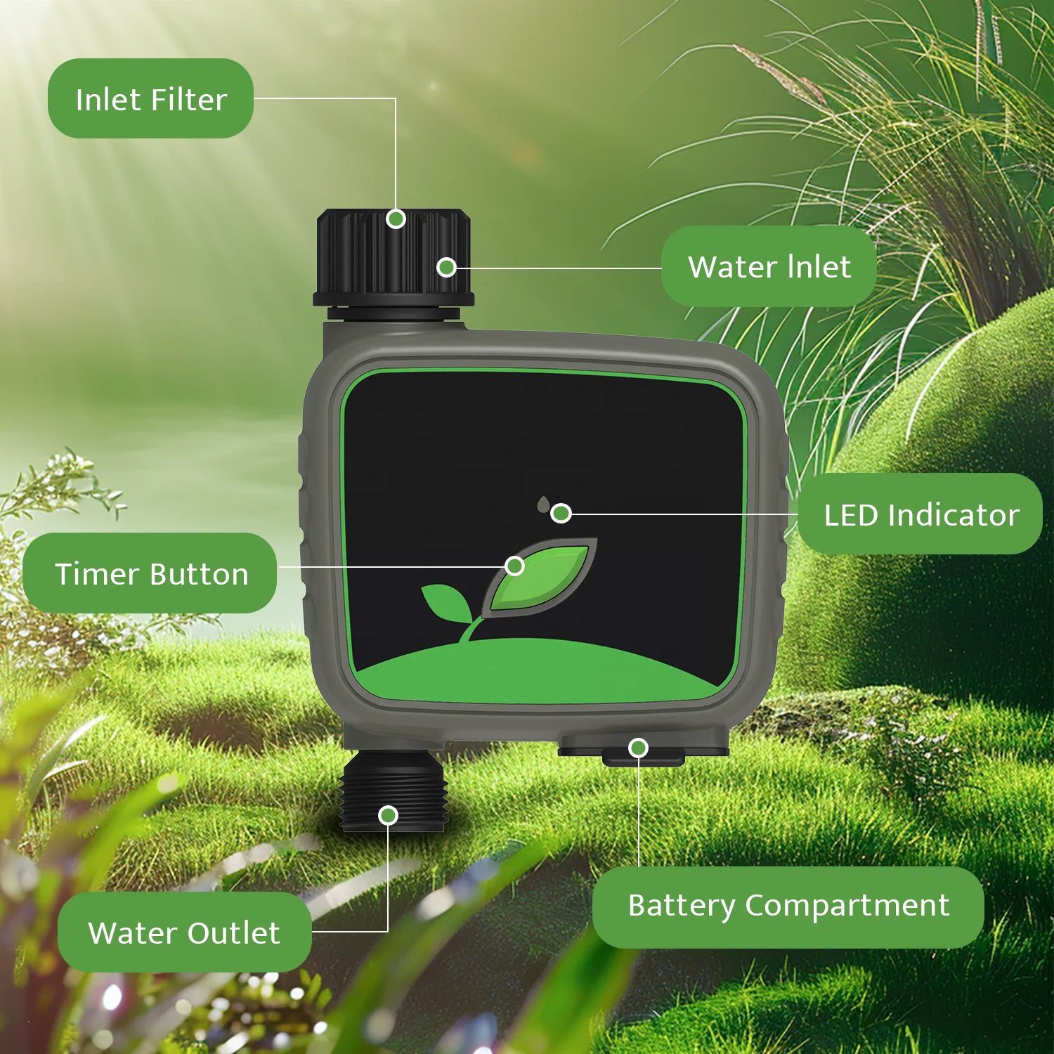 Wholesales Smart Farm Watering Timer Green Outdoor Automatic Garden Manual Water Timer