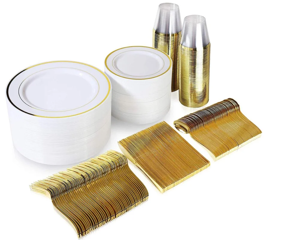 Hot Selling Gold Dinnerware Set 175 PCS for Weddings Receptions Buffets - Service 25