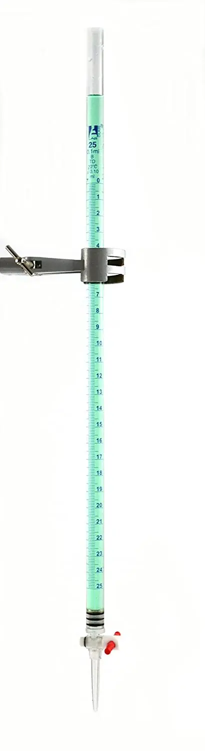 Class A 25mL Borosilicate Burette with Glass Key (Smooth) Stopcock