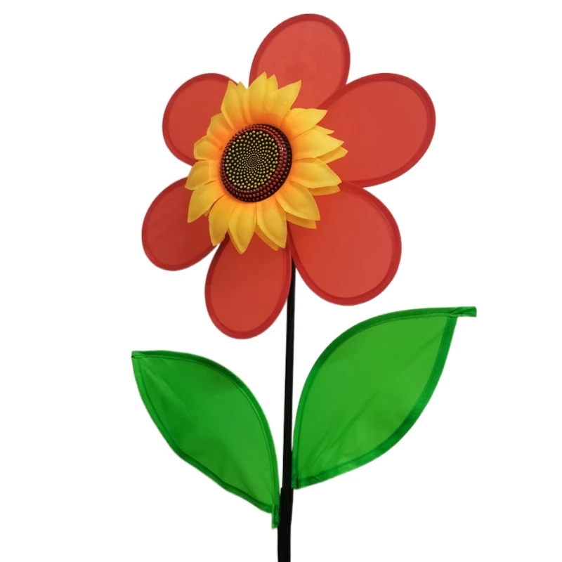 Outdoor Red Decorative Single Pinwheel Toy Sunflower Shaped Removable Windmill For Sale