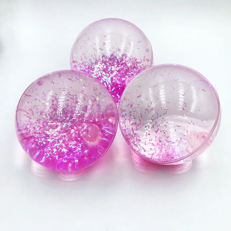 Factory direct sales custom children toy bounce ball TPU glitter flow crystal ball