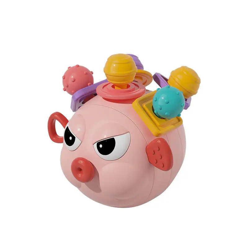 2024 Wholesale Early Childhood Education Sensory Baby Toys Montessori Baby Twist Fish Puffer Fish Play Hand Teether Rattle Ball