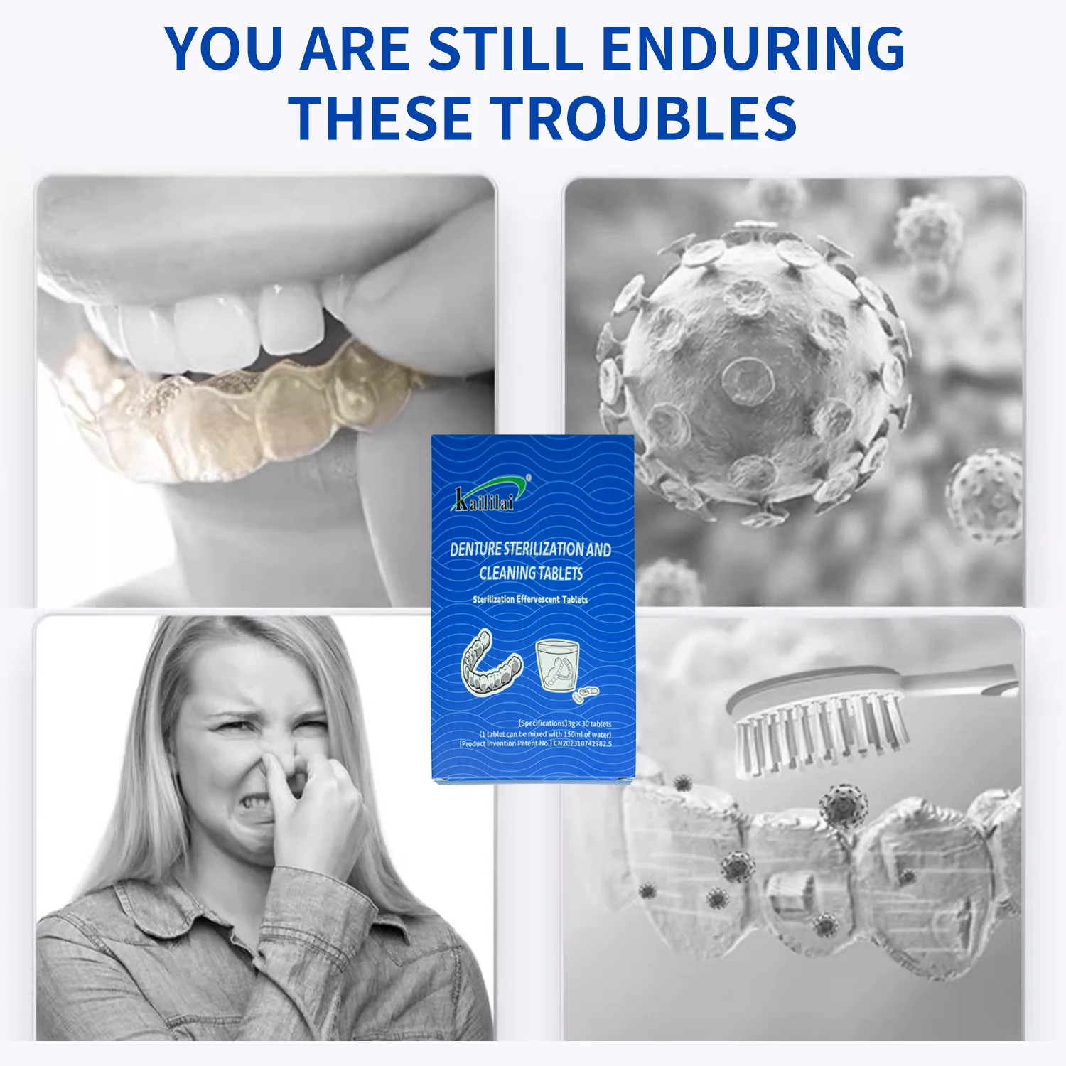 Fresh Stain-Free Invisalign Aligners Retainer Cleaning Tablets Mouth Guard Dental Whitener for Denture Cleaning