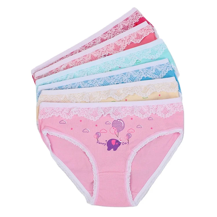 UOKIN kids lace cotton briefs underwear wholesale children panties for girls kids 4-10 ages skin friendly