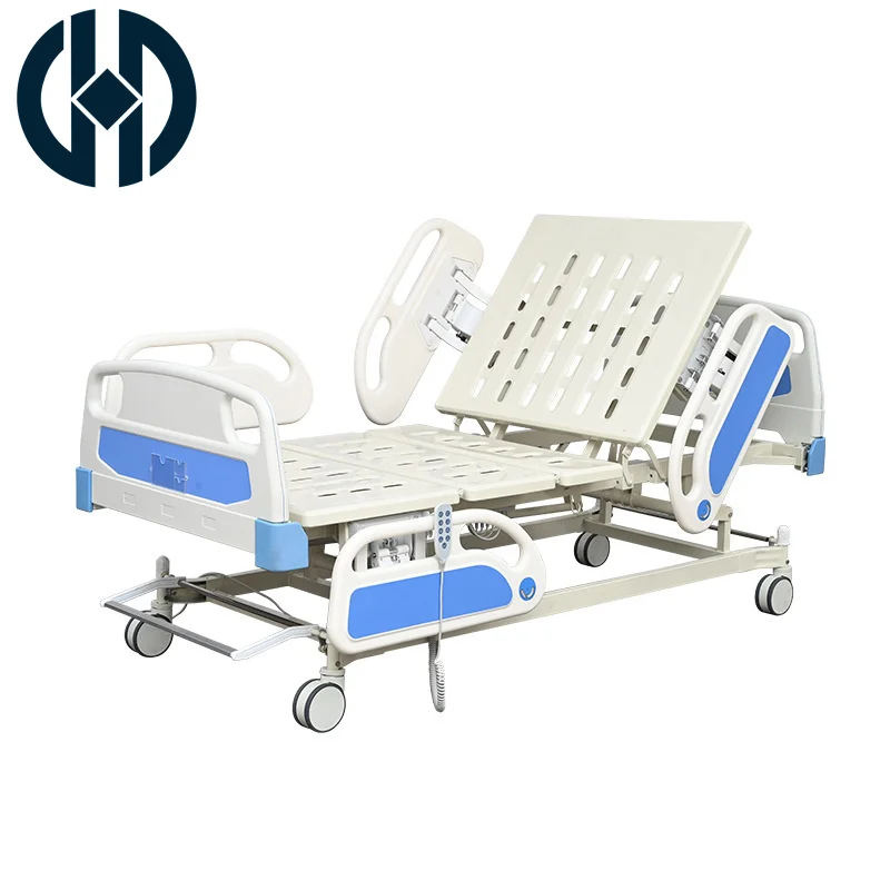 Electric motor Hospital Movable Adjustable Nursing Bed 3 functional high quality hospital bed with ABS guardrail