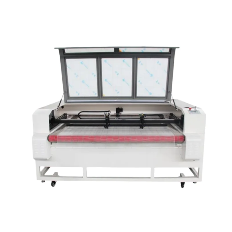 factory price 1610 fabric Textile cutting machine  CO2 Auto feeding Top Camara with two blades for clothing  T shirt Sportswear
