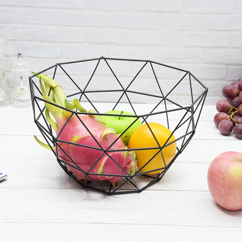 2020 Modern Nordic Wind Rose Gold Fruit  Wire Basket Vegetable storage Basket For Home Storage