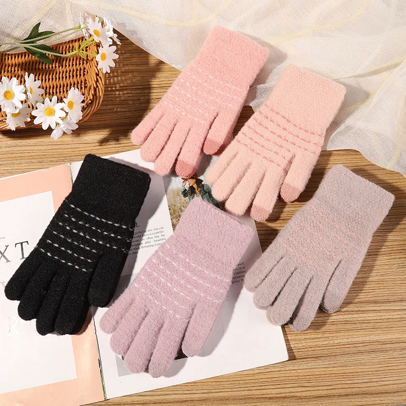 Дешевые женские и мужские простые акриловые зимние сохраняющие тепло вязаные